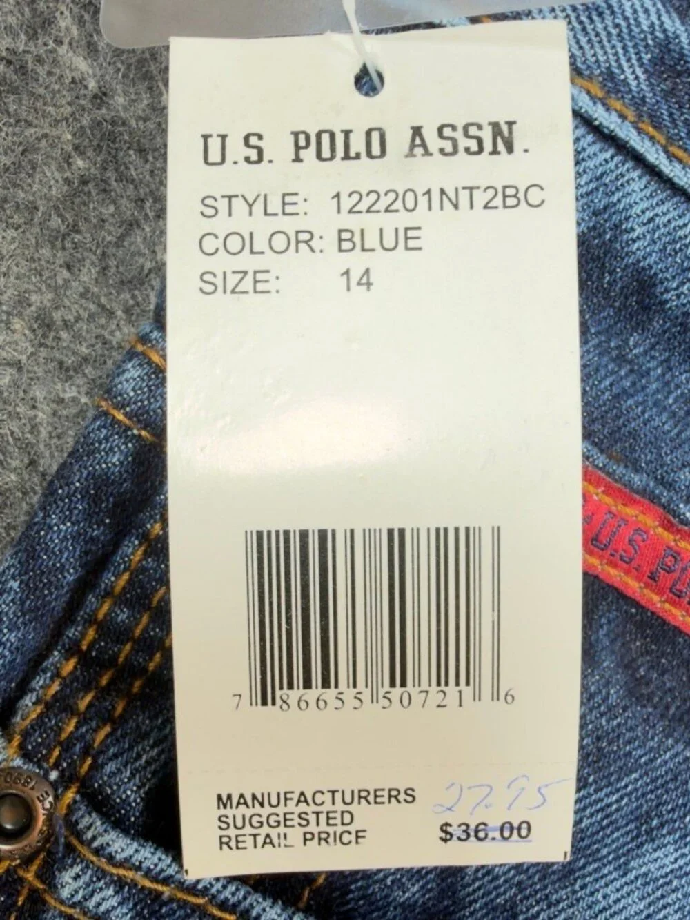 U.S. Polo Assn Carpenter Jeans Boys 14 Blue Cotton Easy Fit Utility NWT